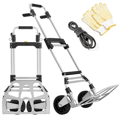 Image of Yaheetech 150kg Fold Aluminum Sack Truck, Adjustable Handle Trolley, Silver