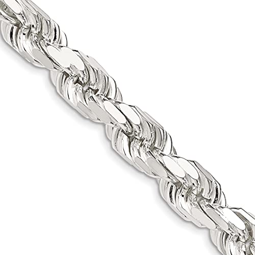 Sterling Silver 10.25mm Diamond-cut Rope Chain