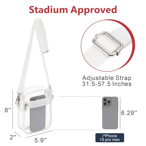 Image of PACKISM Clear Bag for Stadium Events - Clear Purses for Women Transparent Crossbody Messenger Bag for Concerts Game Day
