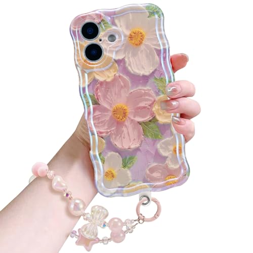 Coque iPhone 16 peinture à l'huile florale aux finitions exquises roses