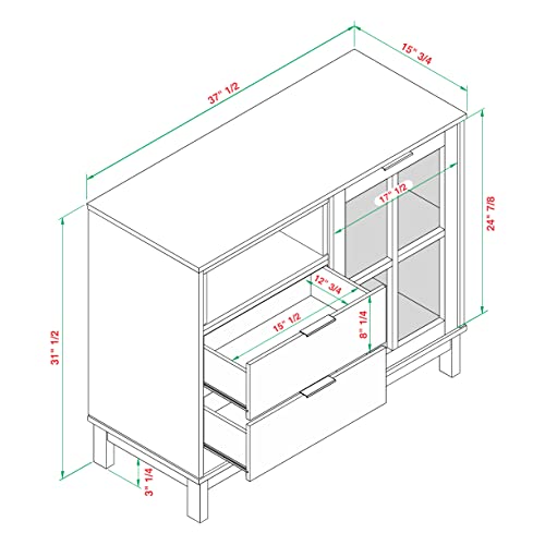 Solid Wood Sideboard For Living Room With 1 Door And 2 Drawer, Entryway Console - Home Wood Furniture #TOP2