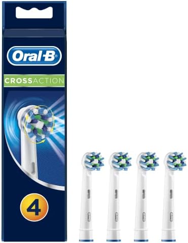 Oral-B CrossAction Końcówki do Szczoteczek, 4 Sztuki, Oryginalne Wkłady do Elektrycznej Szczoteczki, Białe