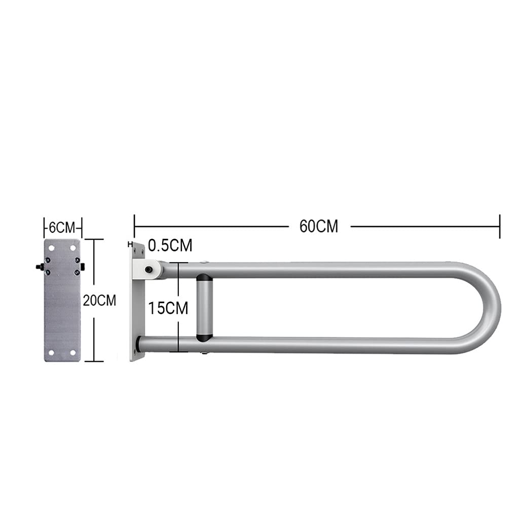 Barra de Agarre para baño Manija Abatible Atornillable Riel de Seguridad para Inodoro Agarre de Mano Salud en el hogar (Color : Silver) (Silver)