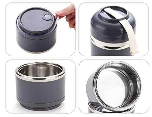 Arderlive Bento Lunch Box 42Oz, Portable Stainless Steel Insulated Lunch Box With Bag & Portable Utensil, Bpa Free Leakproof Food Storage Container 2Layer Gray #TOP4
