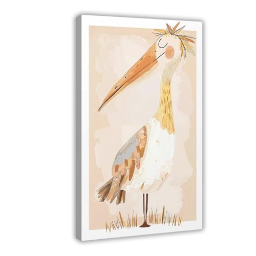 Portrait de pélican sur toile pour habiller un mur vide de salon et réchauffer l'ambiance