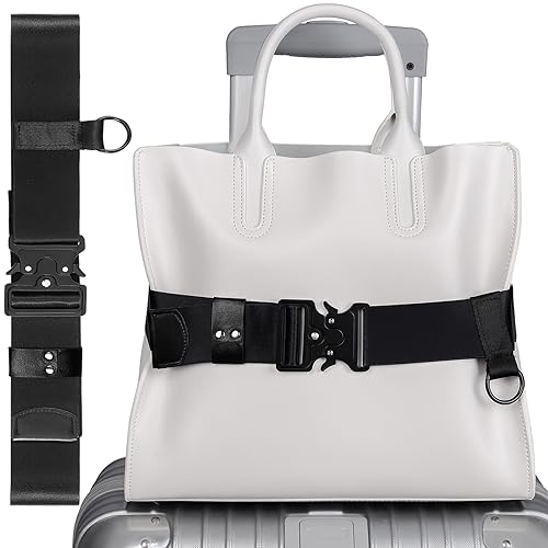 Image of Travel Belt for Luggage Over Handle, Safecube Luggage Strap for Carry On Bag, Elastic Luggage Belt Strap for Suitcases Add a Bag, Adjustable Luggage Bungee Straps, Securing Luggage for Travel