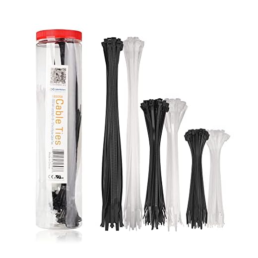 Cable Matters Combo Pack Assorted 200 självlåsande 15 + 20 + 30 cm nylonkabelband (slipsband, dragkedjor) i svartvitt
