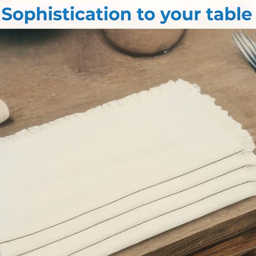 Upgrade Your Dining Experience With Cotton Table Napkins Cloth - Fringe Dinner Napkins With Rings - Elegant Rustic Frayed Edge Napkins For Dinners,Parties & Everyday Use -Set Of 4, 18X18 Inches-Beige #TOP6