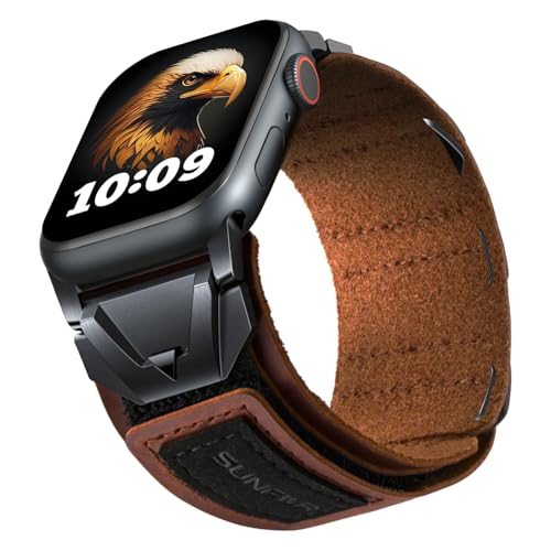 SUNFWR ���U�[�o���h Apple Watch�o���h 44mm 45mm 42mm(Series 3 2 1) 46mm�ɑΉ� �{�v���X�g�o���h�X�g���b�v iWatch Series 11 10 9 8 7 6 5 4 SE1/2/3 �����Y�p (���b