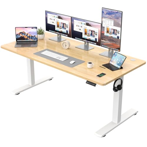 JUMMICO Höhenverstellbarer Schreibtisch KOMPLETTE TISCHPLATTE Elektrischer Schreibtisch Höhenverstellbar mit Memory-Funktion Steh-Sitz Tisch Computertisch 160 x 60 cm Beige JUMMICO Höhenverstellbarer Schreibtisch KOMPLETTE TISCHPLATTE Elektrischer Schreibtisch Höhenverstellbar mit Memory-Funktion Steh-Sitz Tisch Computertisch 160 x 60 cm Beige
