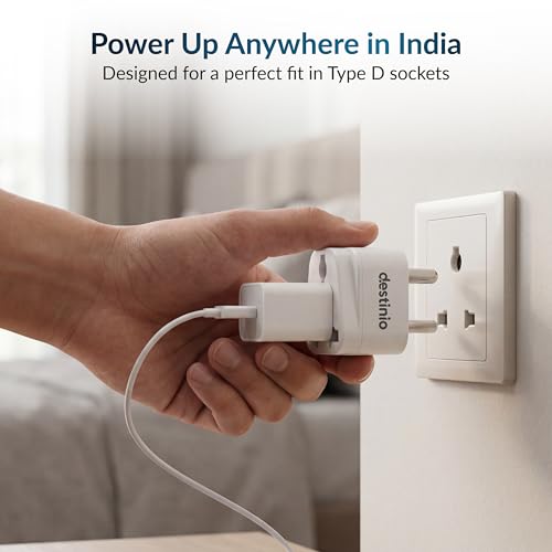 Image of Destinio Universal Travel Converter Plug Type D | World to India Adapter | Compatible for US Canada UK Europe Australia China | CE Certified, ROHS Compliant | 10A 250V Single Socket (Pack of 1 Pack)