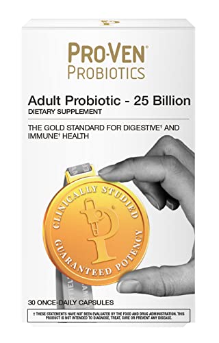 Pro-Ven Probiotics Adults Probiotics Once Daily Men Womens Probiotics Digestive Support 25 Billion CFU Probiotic Supplement Gut Health Prebiotic Shelf Stable Guaranteed Potency - 30 Capsules