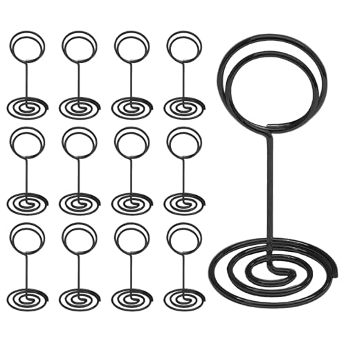 Seimneire 12 Pcs 3.35 Inch Black Table Number Holders, Metal Sign Holder Wire Photo Holder Place Card Holder, Restaurant Menu Holders Office Memo Holders for Wedding Party