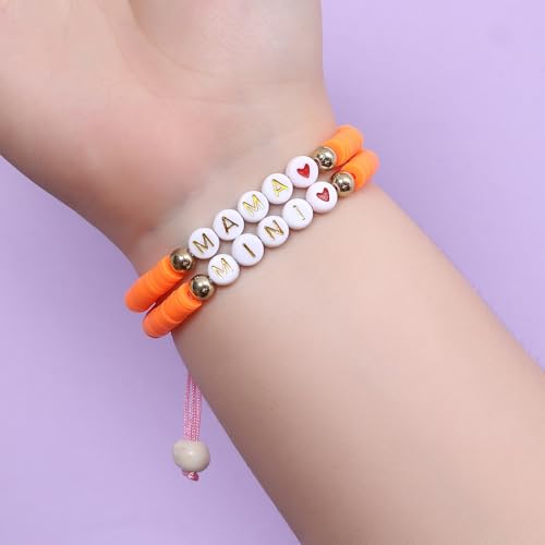 Image of First Day of Preschool Bracelet Back to School Gifts for Kindergarten / Preschool / School Gift Mama and Mini Adjustable Mother Daughter Bracelets as Supplies for Girls to Relieve Study Anxiety