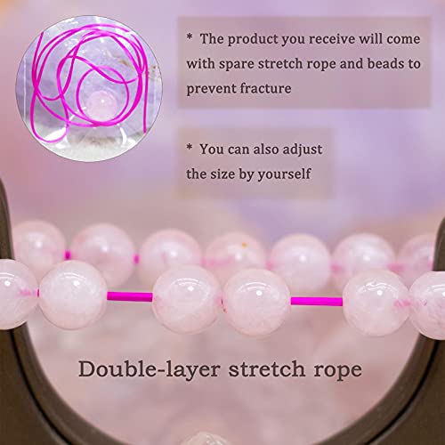 Dazcolo Natural Gemstone Bracelet 7.5 In Stretch Gems Stones 8Mm (0.31") Round | Beads Healing Crystals Quartz | Chakra Bracelet | Y2K | Bracelets For Women Men Girls Gifts (Unisex) (Rose Quartz) #TOP1
