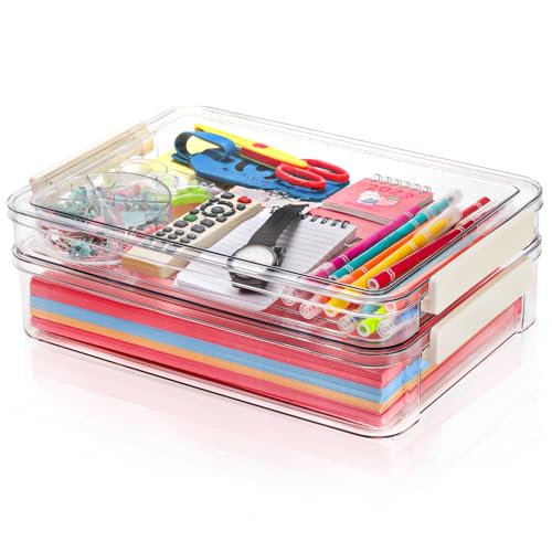 Goaste Pacote com 2 caixas de acrílico portátil, caixa de armazenamento de papel transparente para s