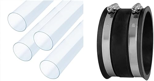 POWERTEC 70272-P4 Tubo de PVC transparente de 4 x 36 pulgadas de largo, 4 unidades, tubos de plástico rígido para manguera y accesorios de