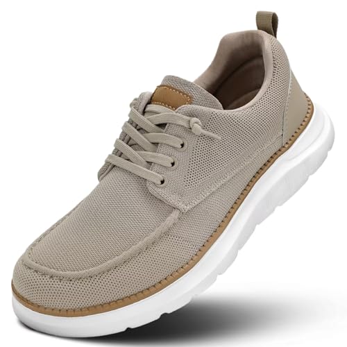 Mens Casual Slip in Loafers Boat Slip On Fashion Shoes Walking Dress Sneakers Oxfords Work Lightweight Soft Sole Khaki