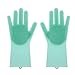 Livinggenie 13 Magic SakSak Silicone Brush Scrubber Gloves Heat Resistant, for Dish wash, Cleaning, Pet Hair Care (Mint)