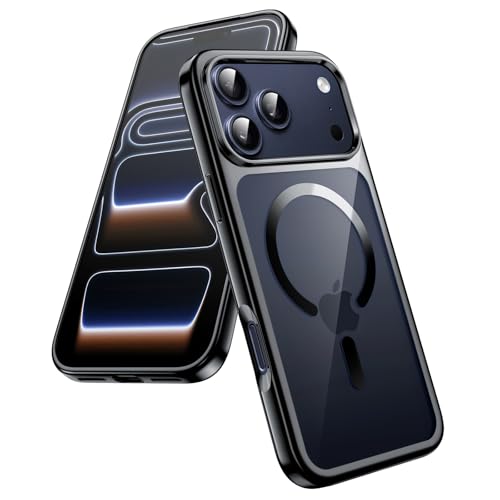 JETech Funda Magnética para iPhone 17 Pro 6,3 Pulgadas, Protección Completa Lente Cámara, Compatible con MagSafe Carga Inalámbrica, Carcasa Claro Suave TPU Galvanizada Antigolpes (Negro) product image