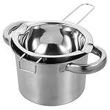 SHINEOFI Edelstahl Schmelztiegel 400ml mit Ausgießern 14cm Doppelkessel für Schokolade Butter Käse Hitzebeständig Kompakt für Wasserbad Induktionsherde