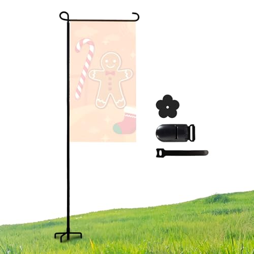 ESTTOP Heavy-Duty 4-Prong Garden Flag Pole Holder Stand – Weatherproof Outdoor Garden & Yard Flag Base for 12x18 Inch House Flags, Ground Flagpole Stand for All-Season Decoration(Flag Not Include)