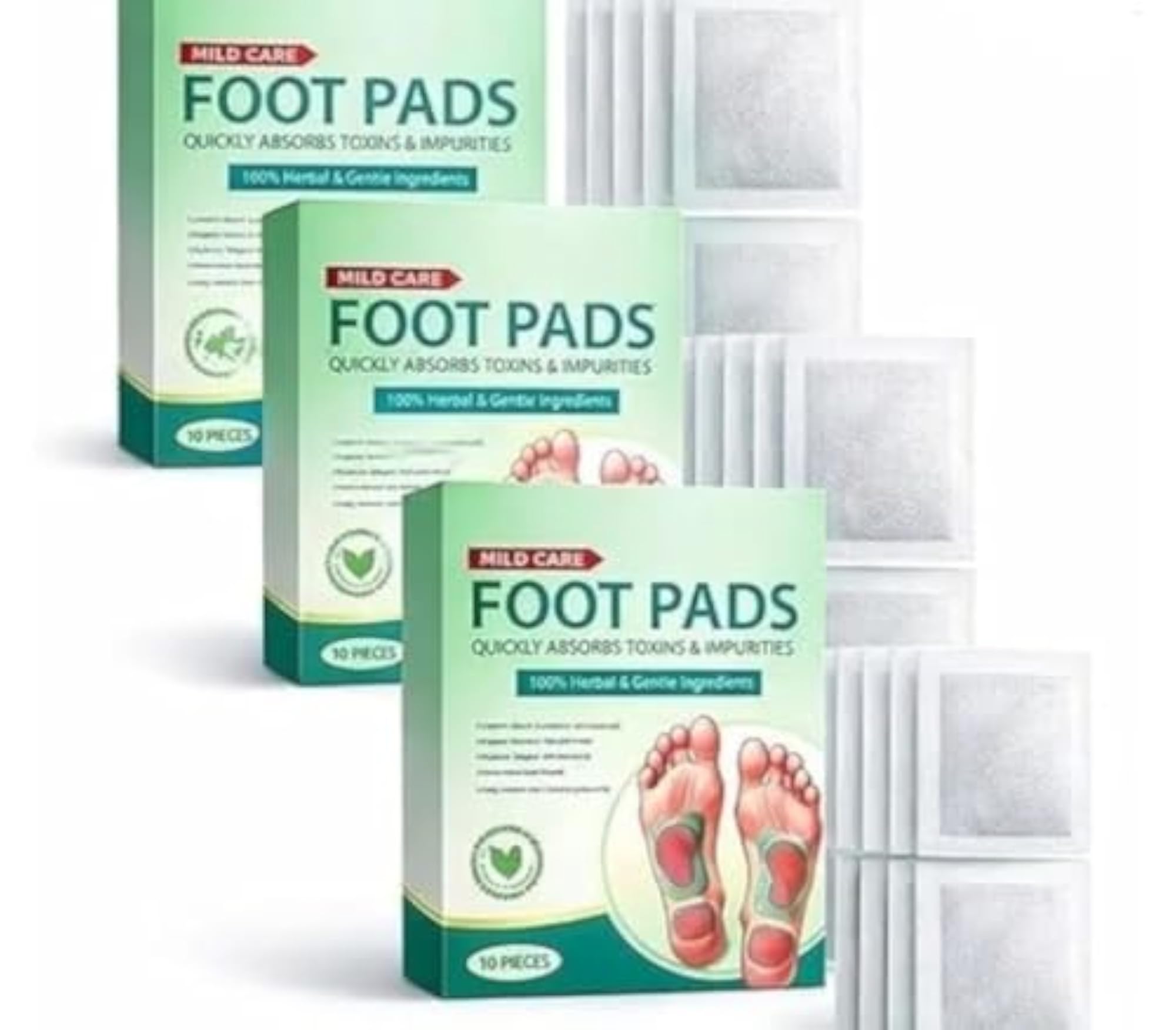 Herbal Detox Foot Pads with Bamboo Vinegar, Pack of 30