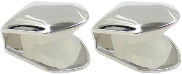 Healifty 4pcs Solid 14k Gold Plated Single Caps Top Bottom Grills Shiny Hip Hop Teeth Grillz (Silver)
