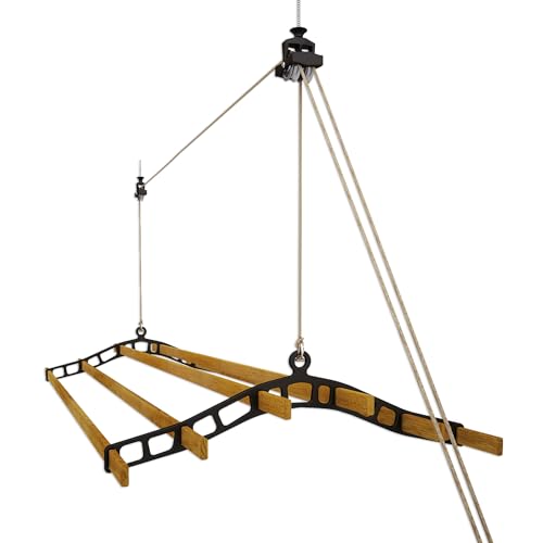 LOWENERGY 6 Lath Pulley Clothes Airer Ceiling Maid – Traditional Victorian Laundry Rack Dryer for Kitchen, Utility, Bathroom or Garage (White 0.9M)