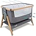 Tutti Bambini CoZee® Berceau Bébé & Lit Cododo 2-in-1 - Lit Bébé avec Matelas Respirant - 6 Hauteurs Réglables - Fenêtre D'Aération - Pliable - 0-6 Mois (Chêne & Charbon)