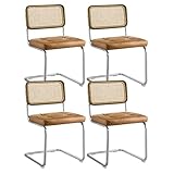 Unser bequemer Freischwinger besticht mit handgeflochtenem Rattan und Eichenholzrahmen, einem Bezug aus Kunstleder und einfach und elegant-Look. Ihre Form einfach und vielseitig, um eine Vielzahl von Einrichtungsstilen zu passen ---Küche, Schlafzimmer, Wohnzimmer, Terrasse.