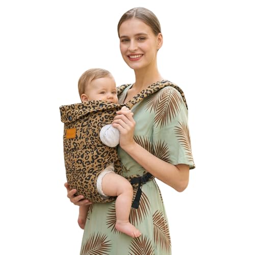 Image of Baby Carrier Newborn to Toddler(8-30lbs), Toddler Carrier Baby Holder Carrier with Adjustable Shoulder Strap, Chest Carriers, Brown Leopard Print