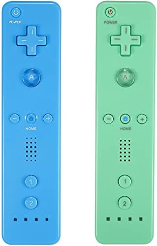 Yosikr Wii Controller 2 Pack, Wii Remote Controller with Silicone Case and Wrist Strap Compatible for Wii/Wii U Console - Green and Blue