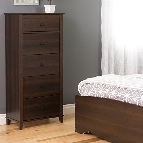 Prepac Yaletown 5-Drawer Tall Chest, Espresso #TOP3