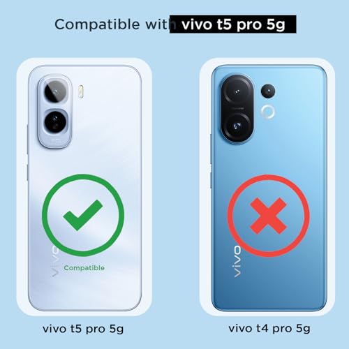 Image of Amazon Basics Back Cover for Vivo T5 Pro 5G Mag-Safe Shockproof PC + TPU Protective Case Magnetic Support Bumper Case (Transparent Mag-Safe)
