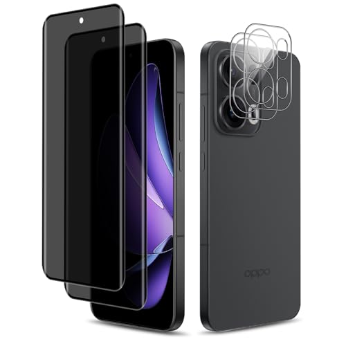 Privacy Vetro Temperato Compatibile con Oppo Reno13 Pro 5G 2 + 2 Pezzi Protezione Obiettivo Fotocamera Anti Spy Pellicola Protettiva Anti-Graffio Durezza 9H per Oppo Pro 5G