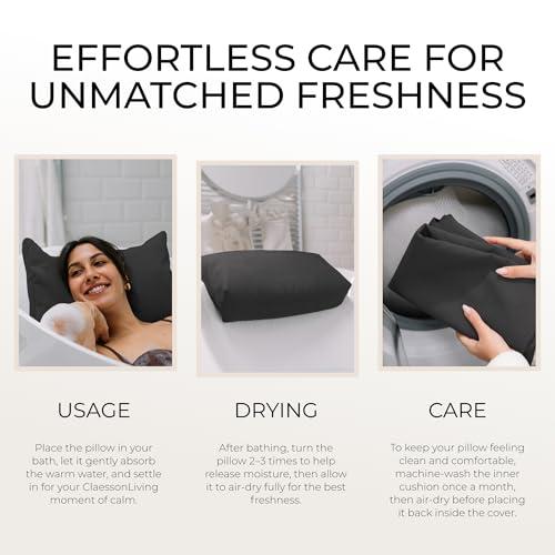 Luxury Bath Pillow for Tub - Thick and Comfortable Bathtub Pillow Support for Head and Neck and Back - Washable Quick-Drying Bath Pillows - Bath Cushion for Home Spa - Fits Any Bathtub - Dark Gray by Claessonliving - Image 8