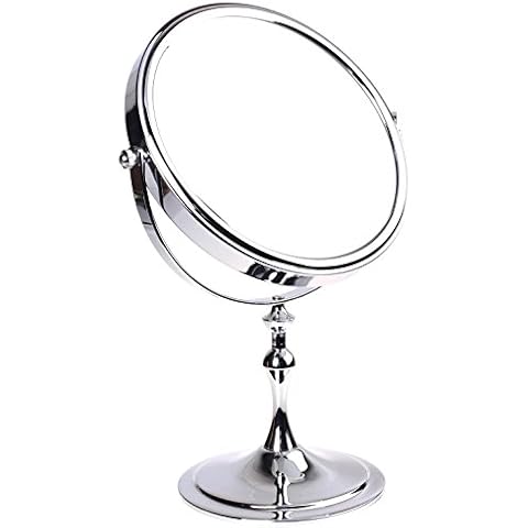 HIMRY Countertop Mirror 5X Magnification 8 Inch 360° Rotation Vanity Mirror Double-Sided : Normal + 5X Magnification, Schmink Mirror/Shaving Mirror 20 cm Diameter Chrome-Plated KXD3105 5X Cover