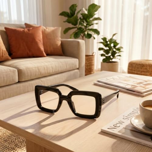 Image of Eyekepper Blue Light Glasses for Women, Square Black Eyeglasses 4.0, 2 Pack