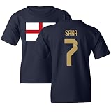 Tutiinca England Soccer Cup Fan - Saka 7 Jersey Style Youth Unisex T-Shirt (Navy, Youth X-Large)