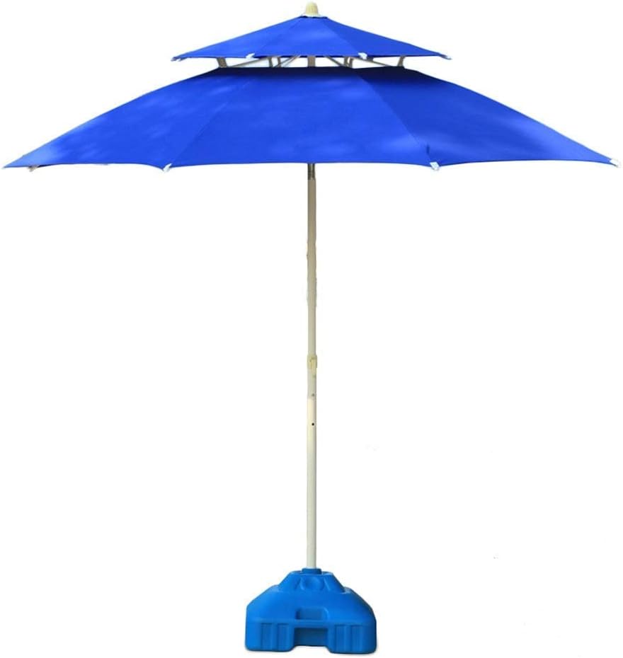 Parasols 9' Beach/Pool/Garden/Patio Umbrella Double Top, Water/UV-Resistant Market Outdoor Table Umbrella (Color : Blue, Size : 9 Ft/270cm)