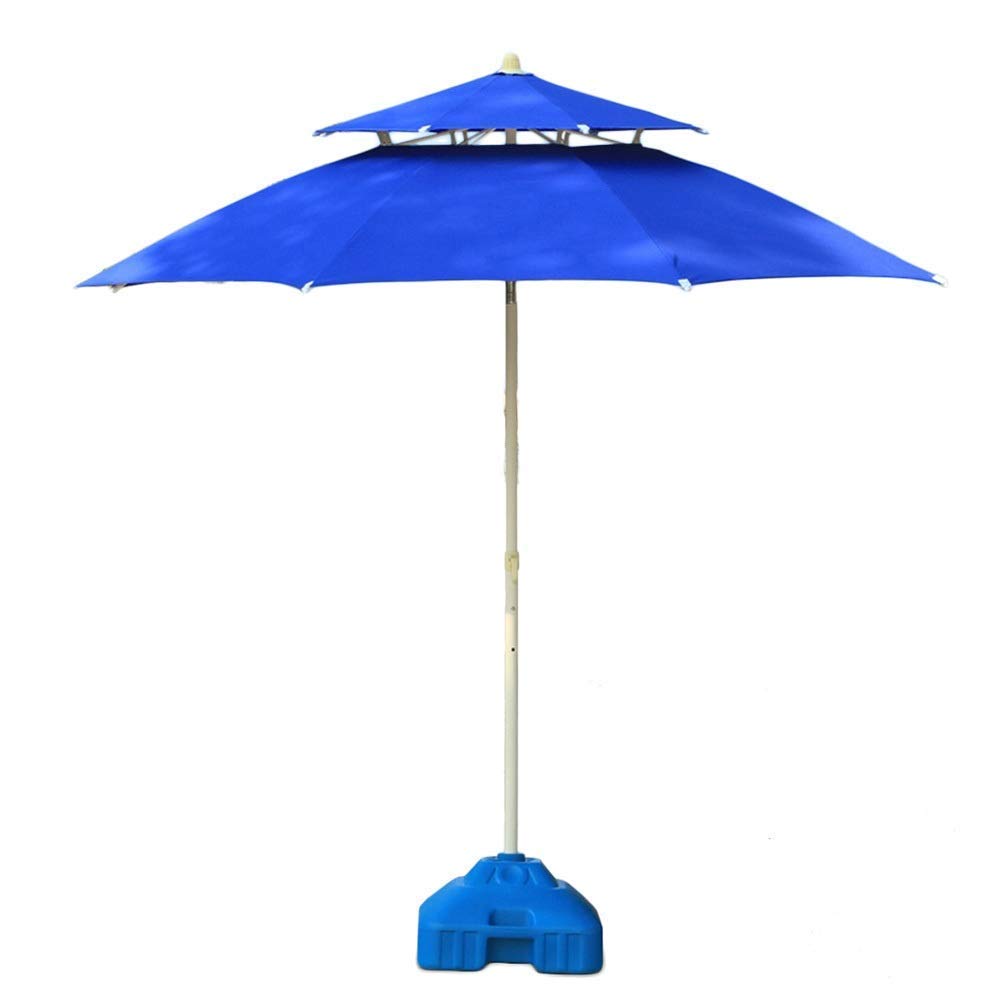 Parasol de marché bleu double toit 230cm en toile haute densité - 8