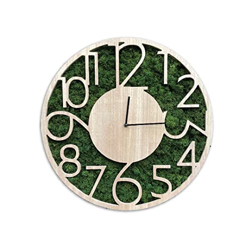 Quadro di Muschio Stabilizzato Orologio D 50 cm, quadro vegetale 100% naturale senza manutenzione