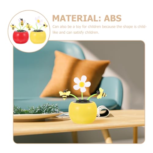 Ciieeo 2 Stück Biene Design Schaukel Auto Ornament Spielzeug Mini Tiere Auto Solar Tanzen Spielzeug Schaukel Ornament Schreibtisch Biene Dekorationen Wackelkopf Solarbetriebene