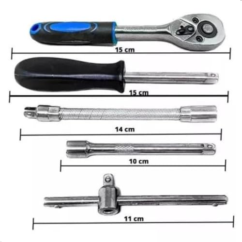 Jogo De Soquete de Aço Com 46 Peças Catraca Chave Allen C/Maleta (Vermelho)