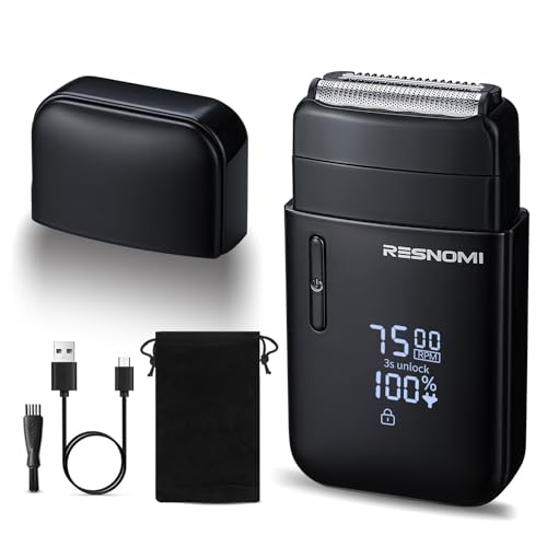 Image of Electric Foil Shavers for Men, Electric Razor for Men Face - 2 Floating Blades, IPX7 Waterproof, 3 Adjustable Gears, LCD Display, Type-C Rechargeable,Wet /Dry Foil Shaver for Travel & Home, Matte Black