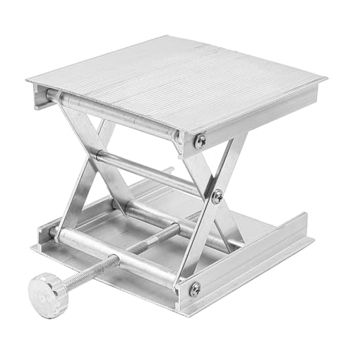 ZONADAH Aluminum Alloy Lab Lift Stand 360° Rotatable Bearing Jack Platform Adjustable Lifting Table for Router Carving Engraving Woodworking Experiment Laboratory Silver