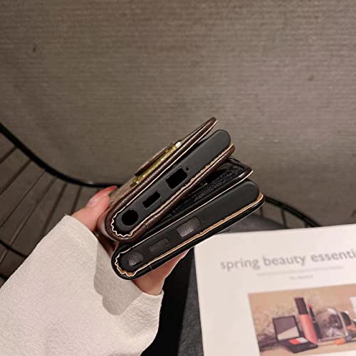 Designer Wallet Case For Samsung Galaxy S22 Ultra,Classic Monogram Luxury Case,Premium Pu Leather Flip Protective Case Cover With Kickstand Cover For Samsung Galaxy S22 Ultra 5G (6.8 Inch)- Khaki #TOP1