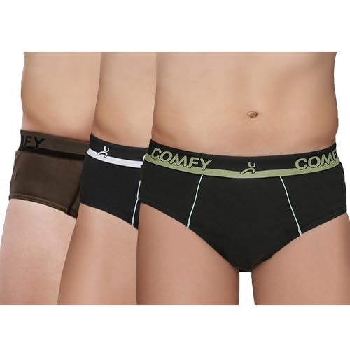 Image of Amul Comfy Men's Pure Cotton Solid Brief Multi Color Pack of 3 (Assorted Colours May Vary)