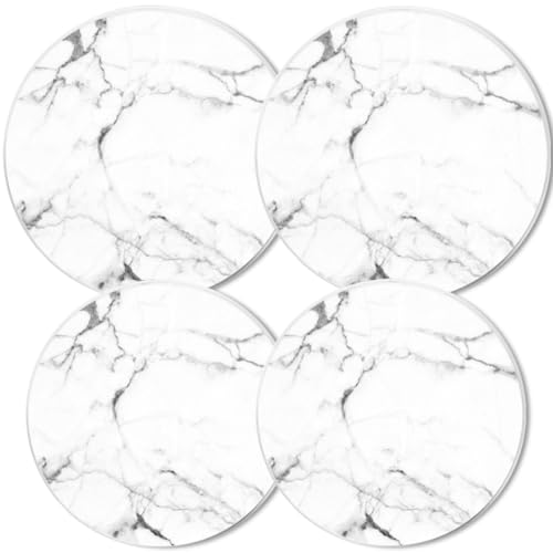 Electric Stove Burner Covers,Set Of 4,Gas Stovetop Cover For Kitchen,8 Inches And 10 Inches,White Marble